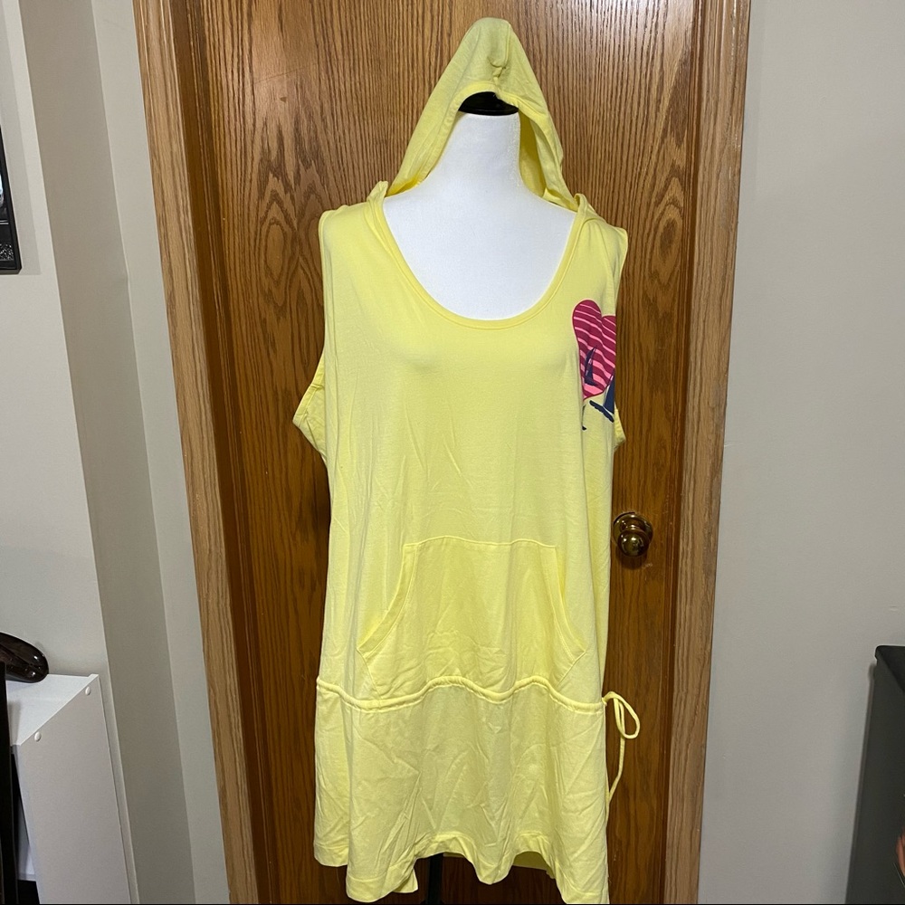 Yellow cute swim cover up with hood and pockets - Picture 4 of 4